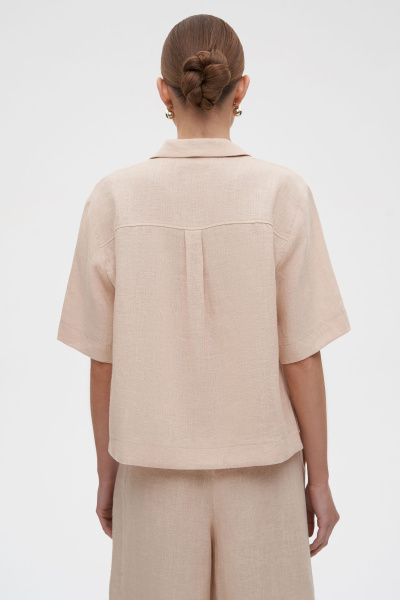 Рубашка с коротким рукавом изо льна (M/L, бежевый) 2183