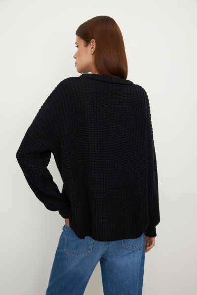 Свитер крупной вязки из хлопка (one size, черный)