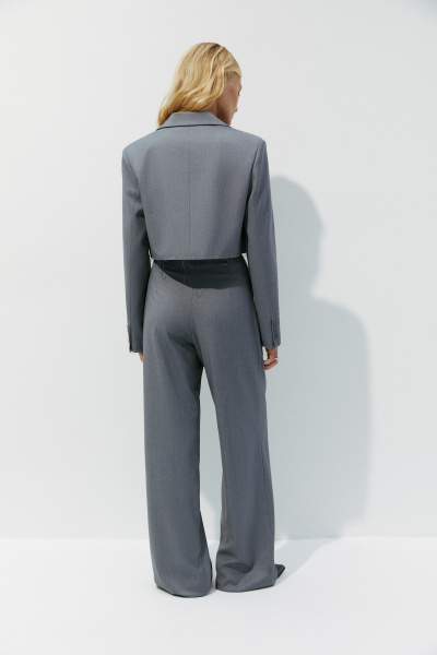 Жакет укороченный в гранжевом стиле (серый меланж) (XS) 