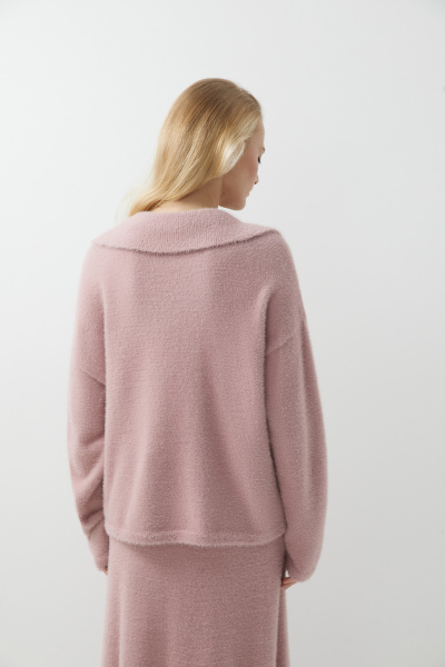 Джемпер поло из пушистой пряжи (розовый) (XS/S) 