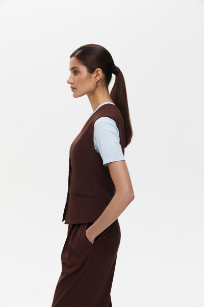 Жилет классический из костюмной ткани (L, шоколадный) 