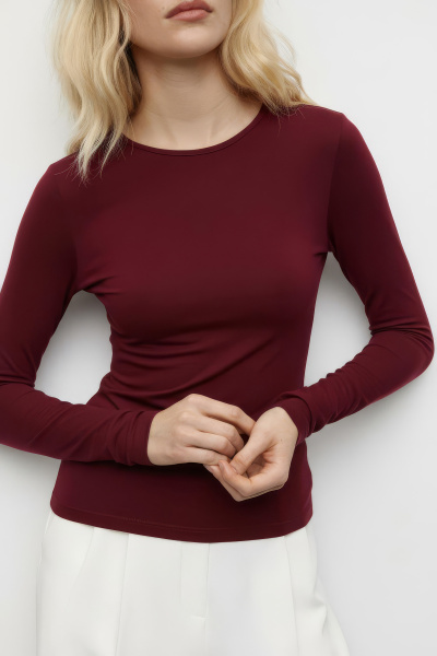 Лонгслив базовый из вискозы (бордовый) (M) 