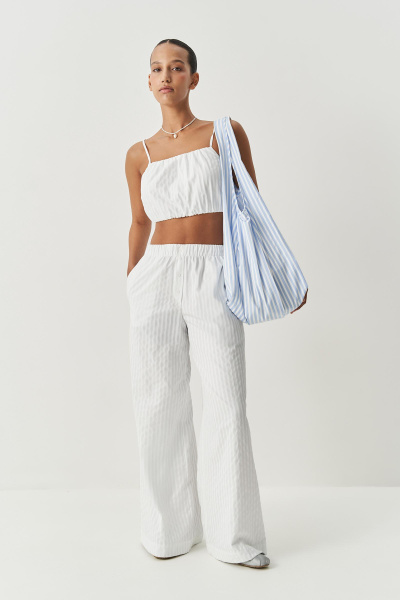 Сумка-тоут в полоску (голубой) (one size) 