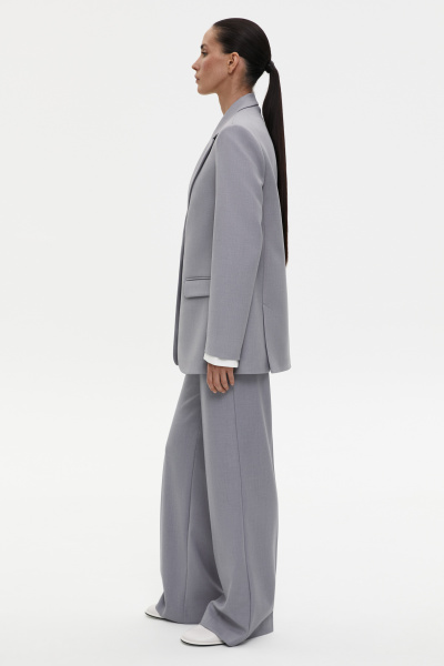 Пиджак с контрастными манжетами (M, серый) 2775