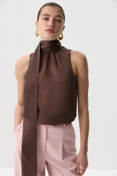 Блуза-топ из тенселя ( Шоколадный) (M) 