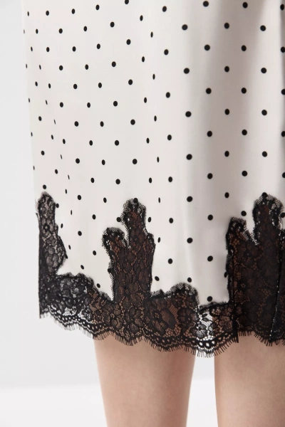 Юбка миди с кружевом по низу (Горох на молочном) (M)