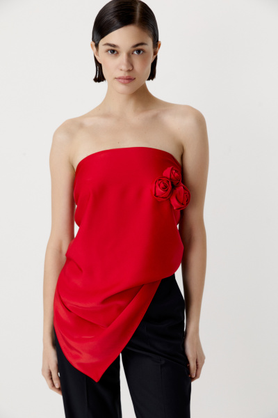 Косынка с декоративными розами (красный) (one size) 