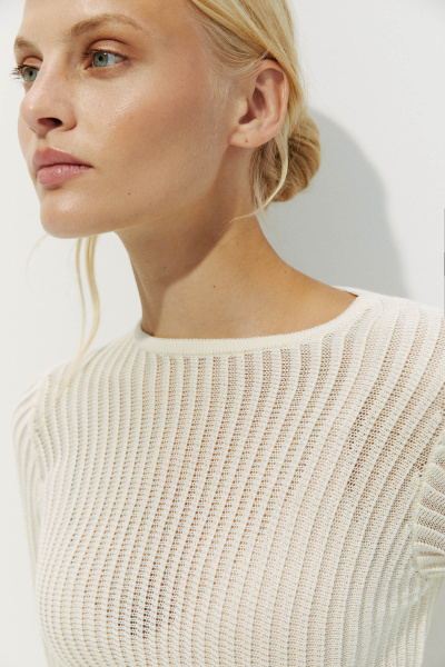 Джемпер фактурной вязки из вискозы (M, кремовый) 2177