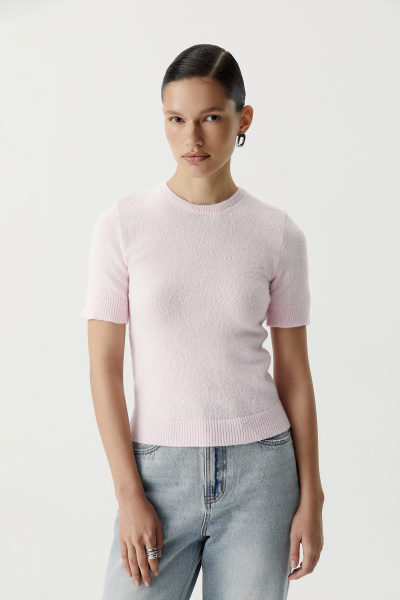 Футболка вязаная базовая (светло-розовый) (L) 