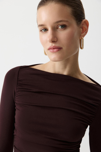 Лонгслив с вырезом лодочка (Шоколадный) (M) 