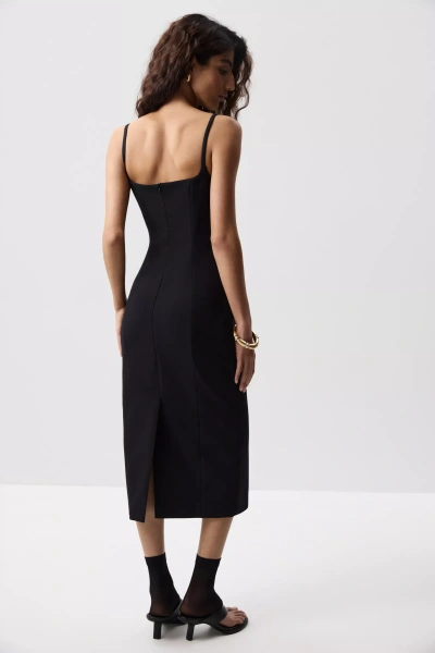Платье макси на бретелях (Черный) (S) 