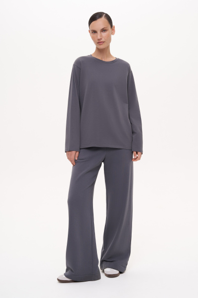 Лонгслив базовый из хлопка (XS/S, темно-серый)