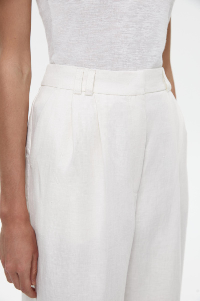 Брюки из льняной ткани (XS, молочный) 2207