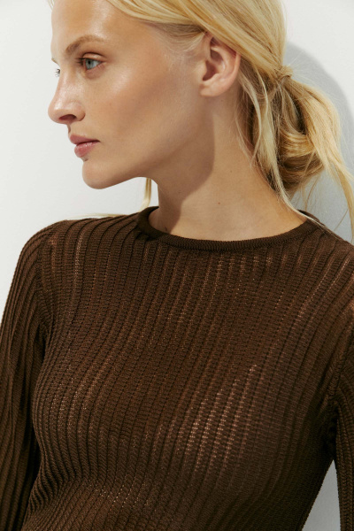 Джемпер фактурной вязки из вискозы (XS, шоколадный) 2774