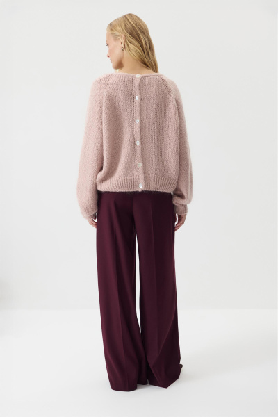 Кардиган из шерсти мериноса и альпаки (Пудровый) (M/L) 