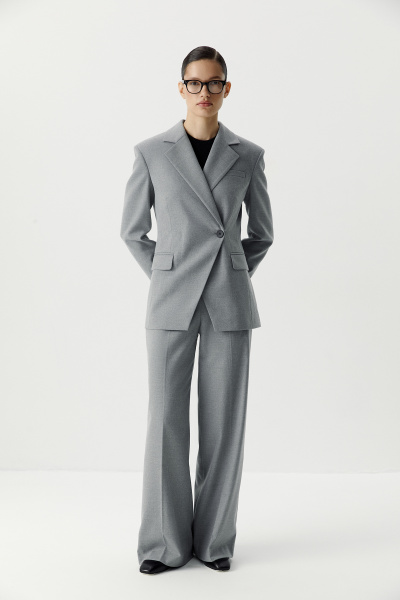 Пиджак однобортный приталенный (серый меланж) (XS) 