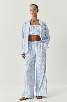 Брюки полоска с гульфиком (голубой)