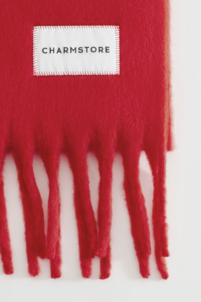 Шарф объемный с бахромой (красный) (one size) 