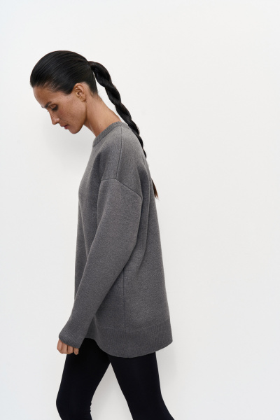 Свитер удлиненный (one size, темно-серый) 