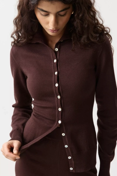 Джемпер с воротником-стойкой (Шоколадный) (M) 