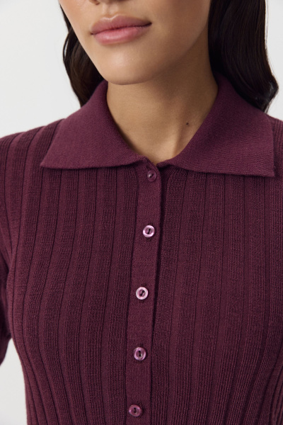 Платье-поло с шерстью (сливовый) (M) 