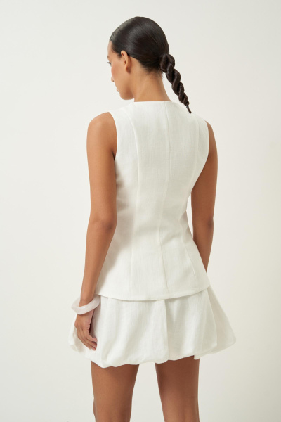 Жилет удлиненный изо льна (молочный) (XS)