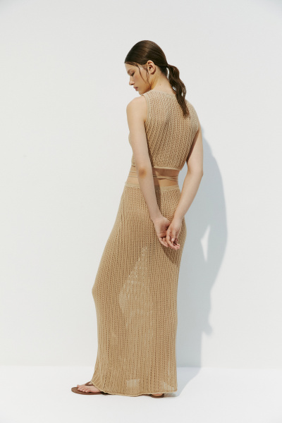 Топ вязаный ажурный (M, песочный) 2184