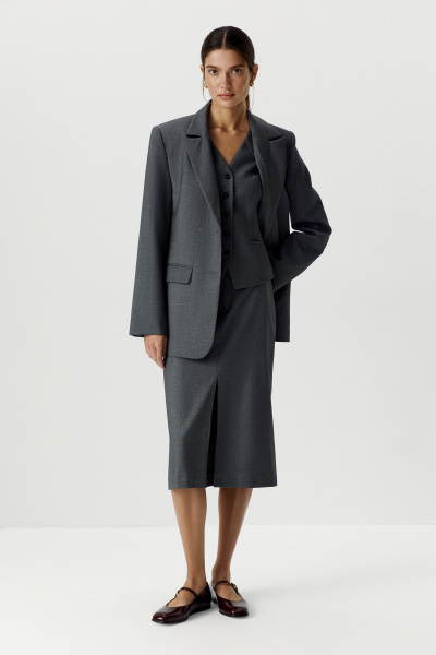 Пиджак классический с двумя шлицами (темно-серый меланж) (S) 