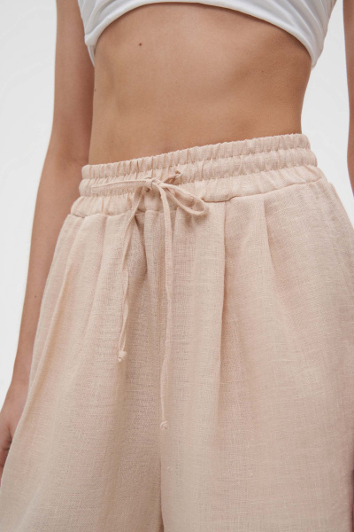 Шорты на резинке изо льна (XS/S, бежевый) 2183