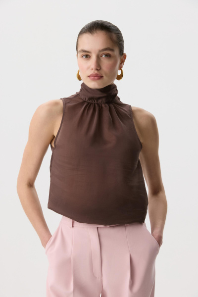 Блуза-топ из тенселя ( Шоколадный) (M) 
