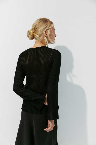 Джемпер фактурной вязки из вискозы (XS, черный) 2159