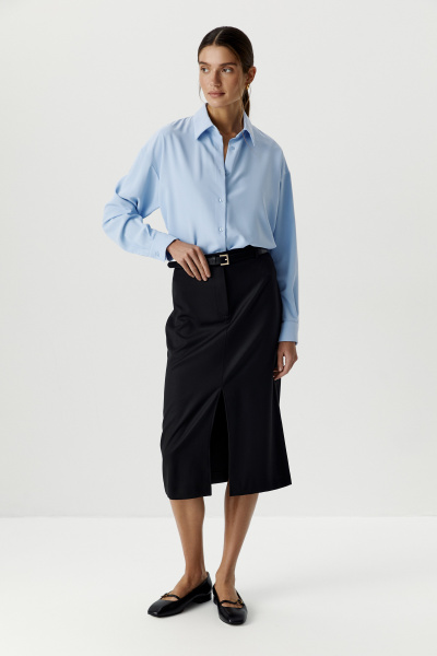 Юбка из костюмной ткани до колена (черный) (XS) 