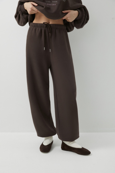 Брюки джоггеры из футера (коричневый) (M) 