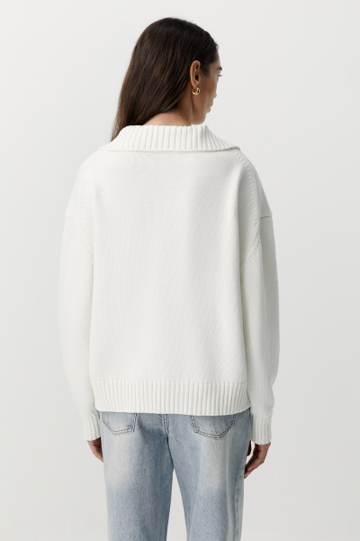 Свитер с воротником на молнии из хлопка (молочный) (M/L) 