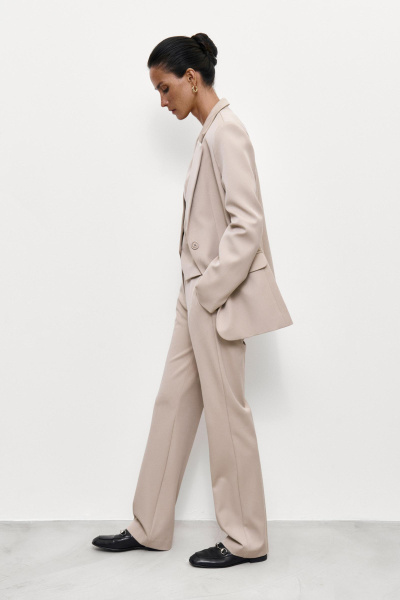 Брюки прямые на средней посадке (XS, бежевый) 