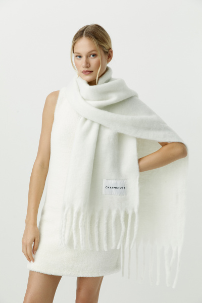 Шарф объемный с бахромой (молочный) (one size) 