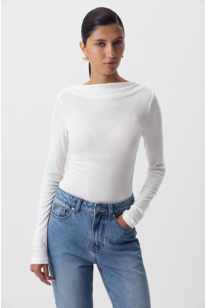 Лонгслив из кашемира с лиоцеллом (ванильный) (M) 