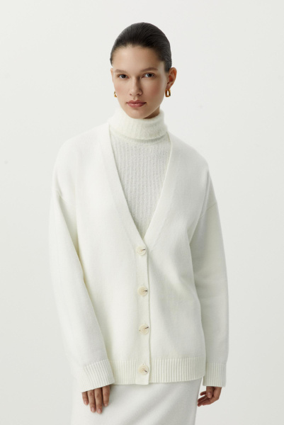 Кардиган удлиненный базовый (молочный) (M/L) 