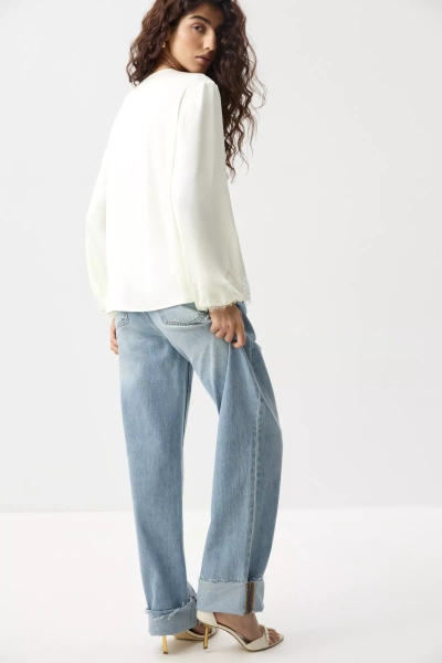 Блуза с кружевной отделкой (Молочный) (M/L) 