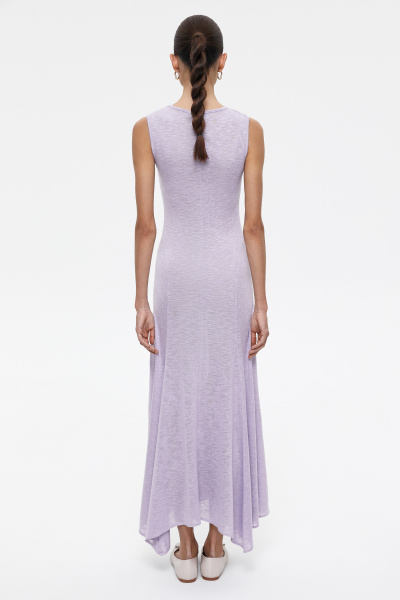 Платье макси из полупрозрачного трикотажа с клиньями (L, лавандовый) 2547