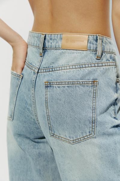 Джинсы с высокой посадкой/Denim pants with high waist (30/XL, светло-голубой/light blue)