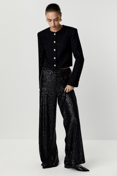 Брюки из ткани с пайетками (черный) (M/L) 