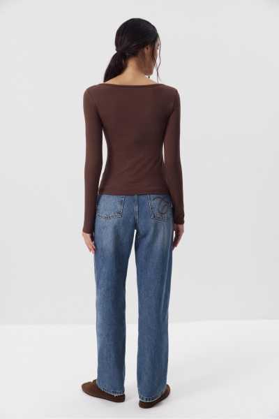 Лонгслив с пуговицами  (Шоколадный) (S) 