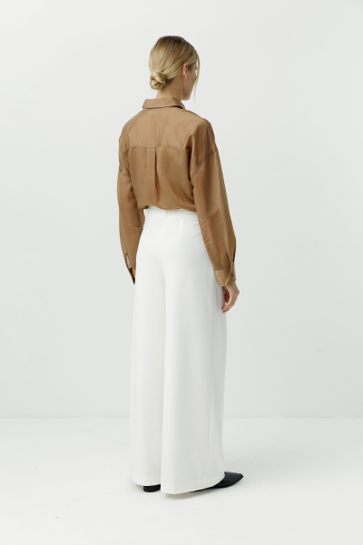 Брюки палаццо с глубокими складками (молочный) (XS) 