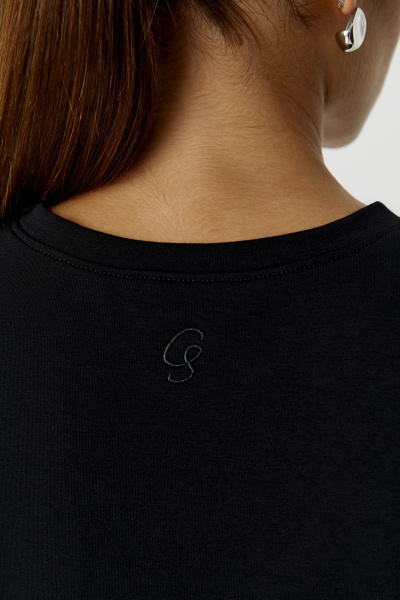 Футболка оверсайз из плотного трикотажа (черный) (XS/S) 