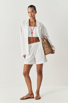 Шорты с имитацией гульфика в полоску (белый)