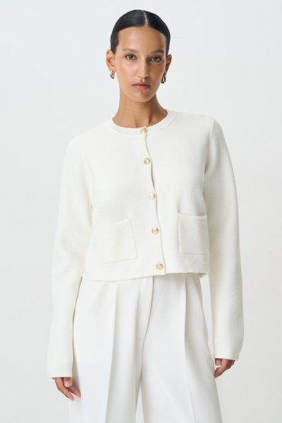 Кардиган с золотистыми пуговицами (белый) (S) 