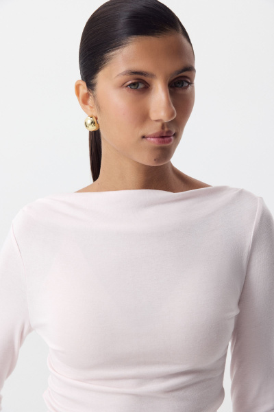 Лонгслив из кашемира с лиоцеллом (нежно-розовый) (M) 