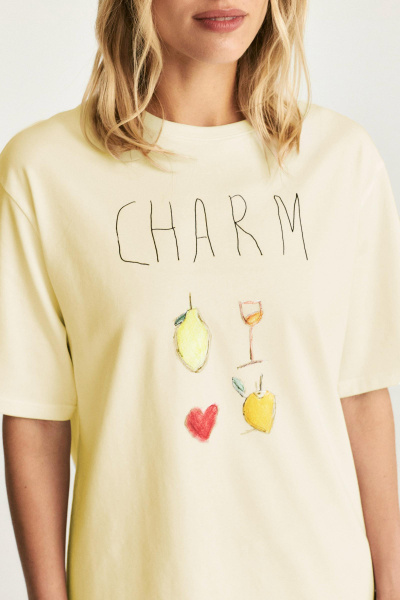 Футболка с принтом CHARM (сливочный) (one size) 