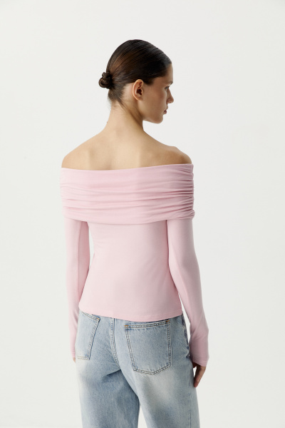 Лонгслив трикотажный с драпировкой на плечах (барби) (XS) 